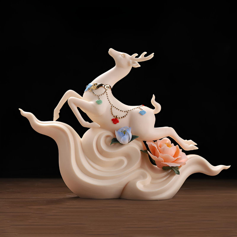 Pièce d'art lumineuse en céramique cerf - une touche d'élégance