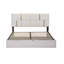 Grand lit plateforme tapissier avec système de rangement hydraulique, aucun sommier tapissier, beige (ancien SKU: N733P207778A)