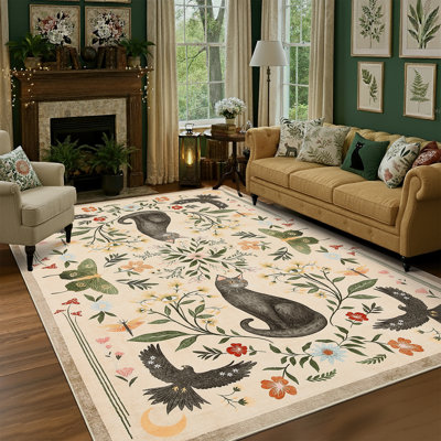 Tapis lavables pour le salon, tapis de sol à imprimé pliable doux antidérapant de style campagnard à poils courts, tapis rétro résistant aux taches pour chambre à coucher, chambre de bébé, bureau à domicile
