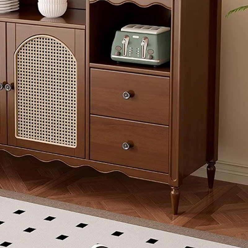 Vitrine en rotin mi-antique, Brun