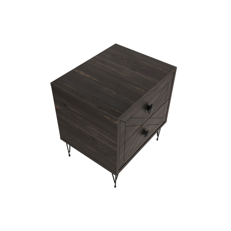 Chenoweth 50cm W Manufactured Wood Bedside Table, Dark Brown