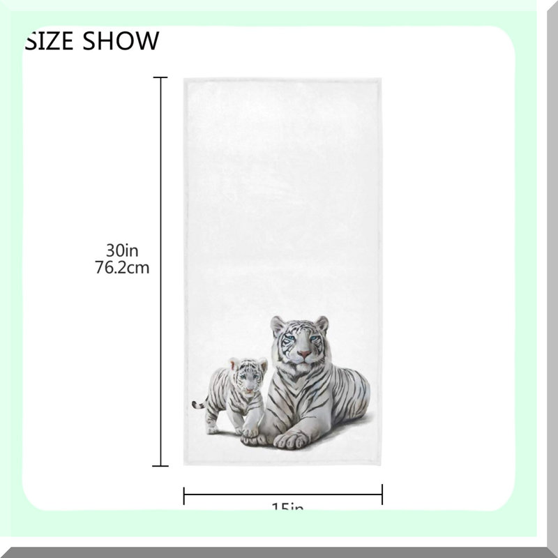 UltraSoft White Tiger Hand Towels - 16x30 in, Highly Absorbent, Perfect for Bathroom, Kitchen, or Guest Use
