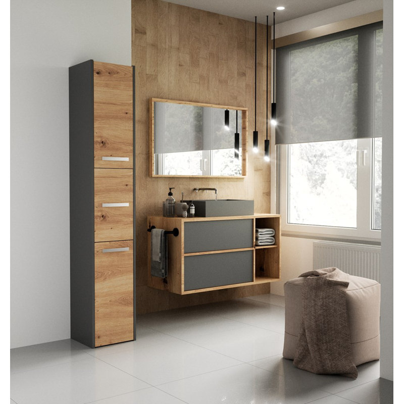 Deaux Laminate Bathroom Cabinet, Black/Brown