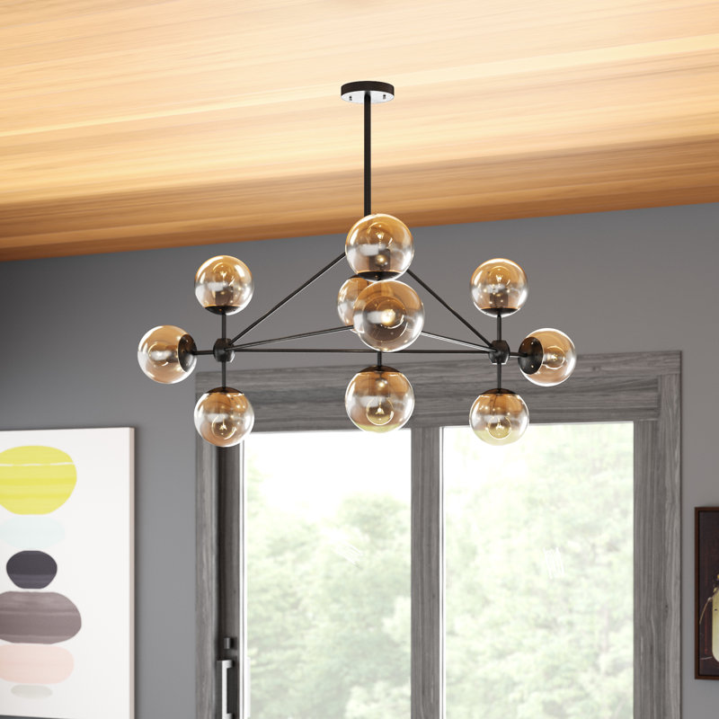 Veney 10 - Light Sputnik Modern Linear Chandelier, 23.6"Hx39.4"Wx39.4"D