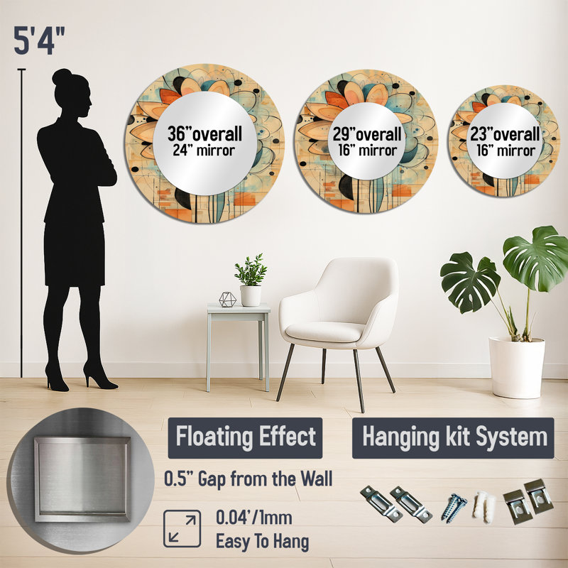 Pastel géométrique Dahlia Twist I - art mural miroir décoratif floral - imprimé sur métal, 23 po x 23 po