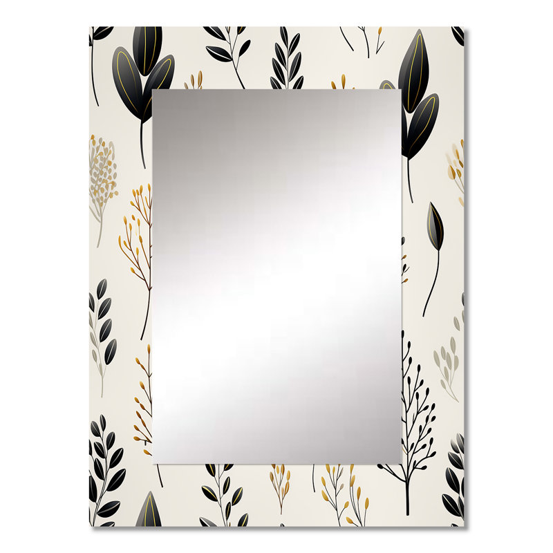 Jorman Chic Noir Floral Fusion - Art mural en métal, 32 po x 24 po