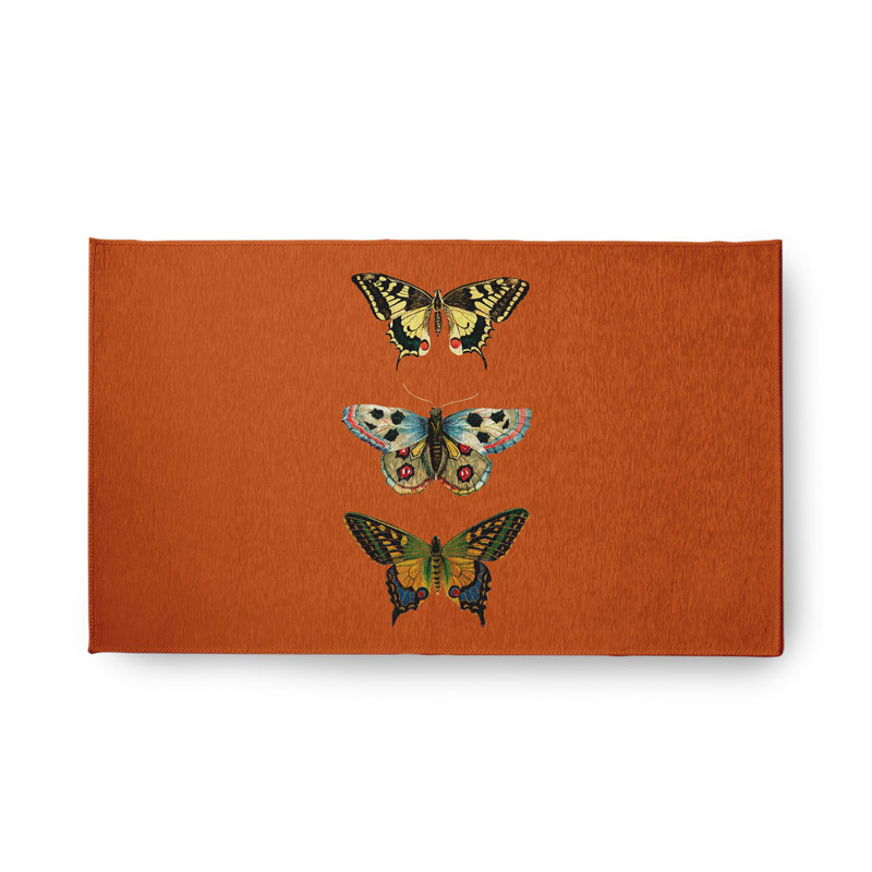 Tapis fantaisie en chenille Butterflies - CRAN942OR12, Rectangle 1 pi 6 po x 2 pi 6 po