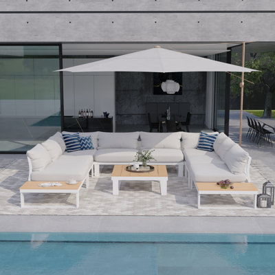 Cogbill 109.6 Wide 8 - Person Aluminium Outdoor Seating Group with Cushions