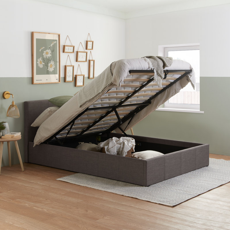 Beckey Upholstered Ottoman Bed, Grey, Kingsize (5')