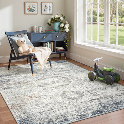 Tapis lavable, tapis persans vieillis pour le salon, tapis abstraits résistants aux taches