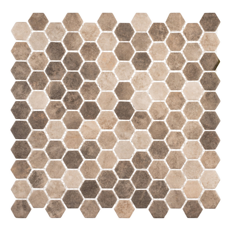 Trillions 1" Hexagon Honeycomb Glass Mosaic Wall Tile, Honey