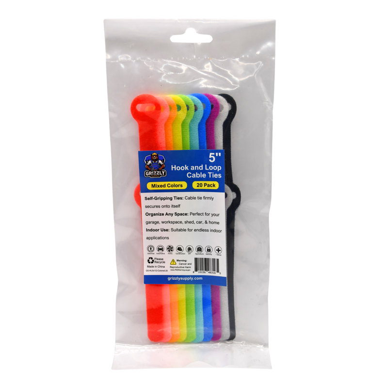 5" Hook and Loop Cable Tie 20/pk