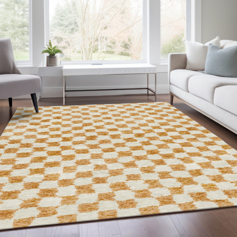 Tapis orange intérieur / extérieur lavable à la machine, Rectangle 2 pi 6 po x 3 pi 10 po