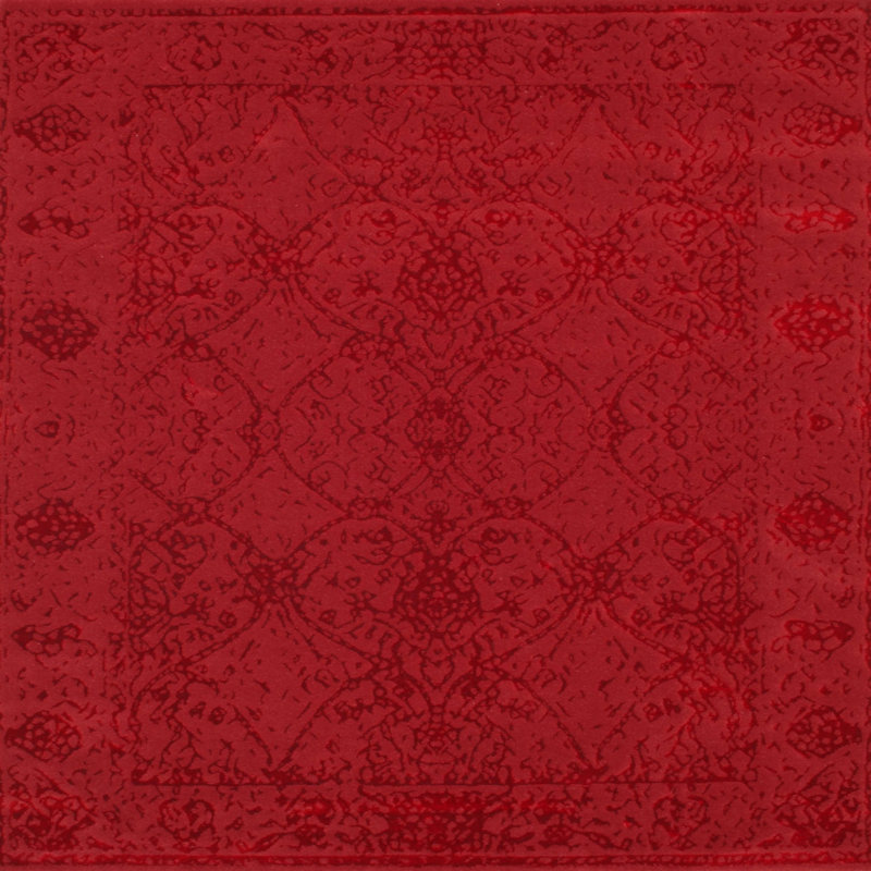 Tapis de zone rouge contemporaine, Carré 8 pi