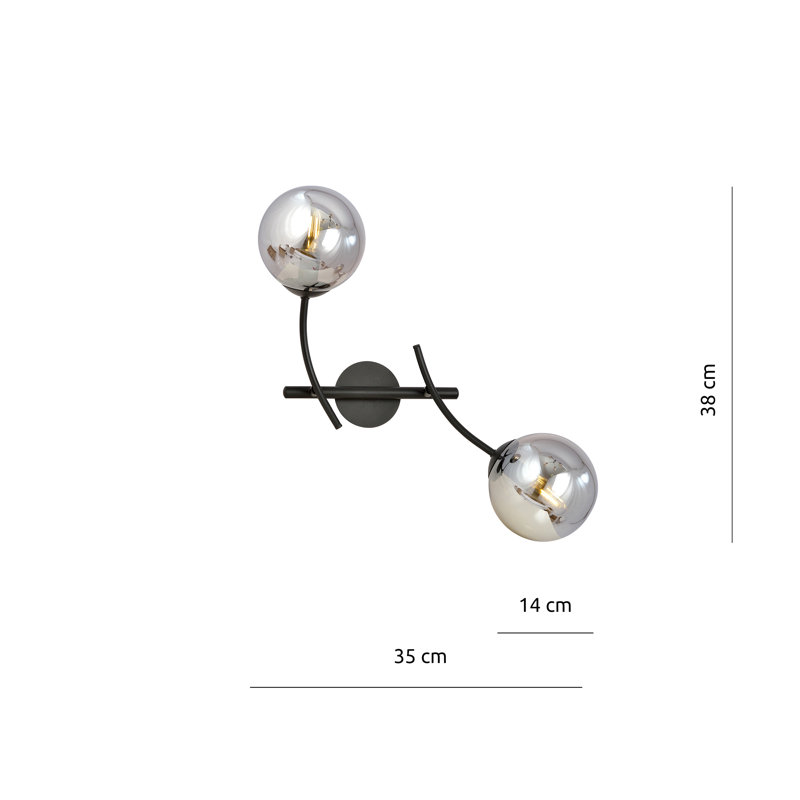 Resaca 2-Light Dimmable Armed Sconce, Graphite