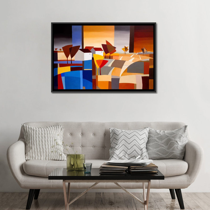 «Hamlet II», reproduction sur toile, H 18 po x l 26 po x P 1,5 po, Toile avec cadre noir, Pas de tapis