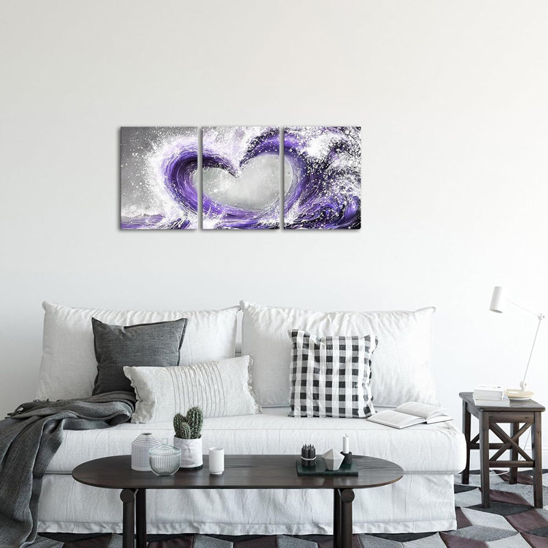 3 Piece Wrapped Canvas Print, Purple