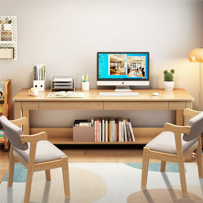 Kids Writing Desk Computer Table Rectangle Learning Desk with 2 Chairs by Hokku Designs
