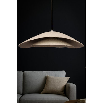 Lustre réglable en métal, crème et blanc, de 23,2 po x 6,3 po | Bouchon en béton de carbone, hauteur: 7,9 - 29,5 pouces | Douille E27, 40 W maximum | Élégant luminaire pour décoration de maison et de bureau, classé IP20