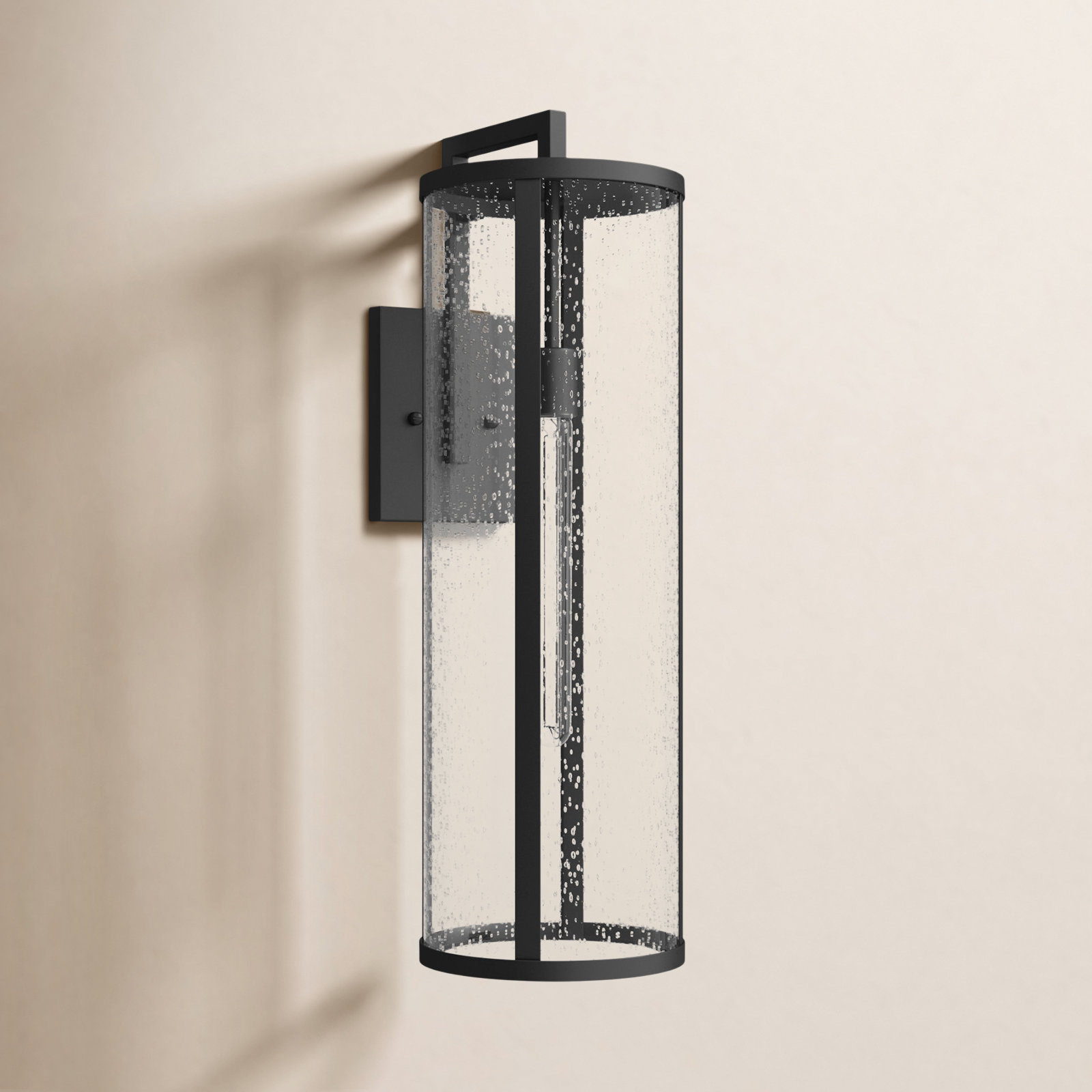 Iriye Single Light Cylinder Outdoor Wall Light, 24.00" H x 7.50" W x 9.75" D