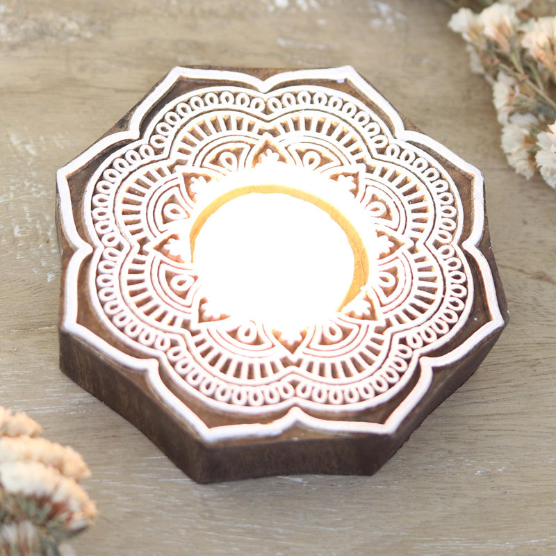 1'' H Wood Tabletop Tealight Holder