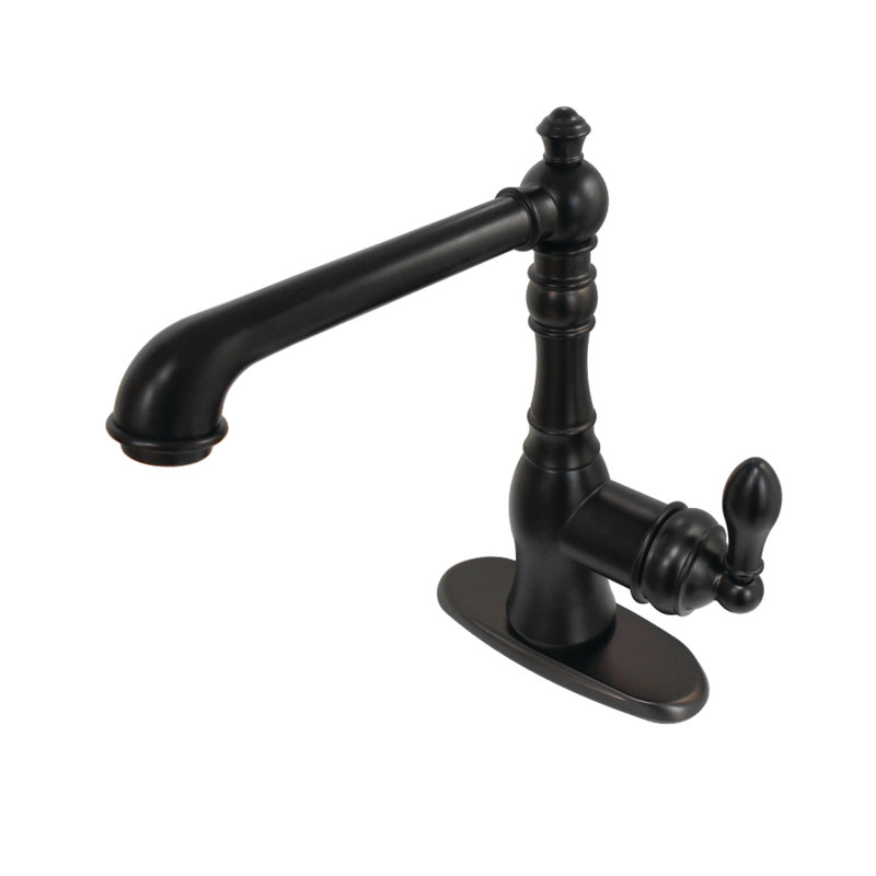 Kingston Brass American Classic Single-Handle 1-or-3 Hole Deck Mount Bathroom Faucet with Push Pop-Up, Oil Rubbed Bronze