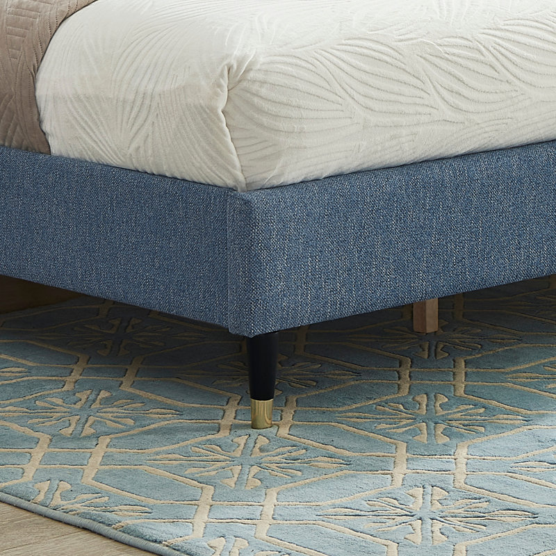 Rozitta Upholstered Wingback Bed, Queen, Blue Polyester