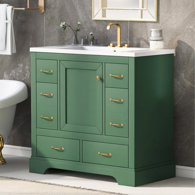 Meuble-lavabo élégant avec lavabo offrant beaucoup de rangement et une conception fonctionnelle pour une salle de bain moderne.