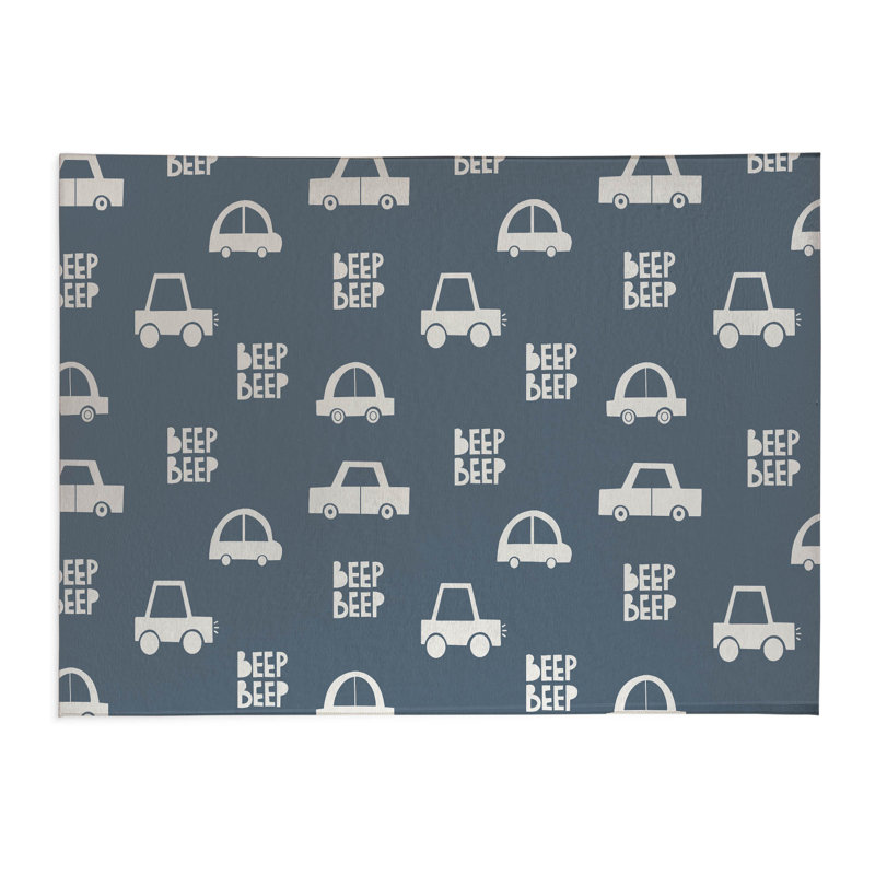 Tapis de jeu Beep Kids, Rectangle 5 pi x 7 pi, Bleu / Ivoire