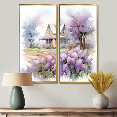 Mauve et lilas gris à la ferme - Art mural traditionnel 2 panneaux