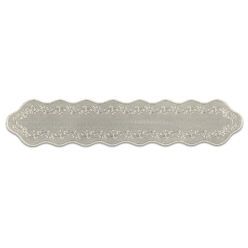 Medena Floral Oval Table Runner, 54" L x 14" W, Beige