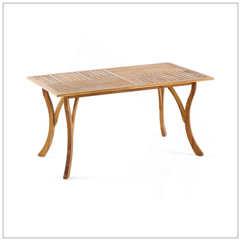 Outdoor 59 Inch Rectangular Solid Wood Table Dining Table,Teak Finish, Teak