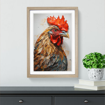 Chicken Hard Edge - Single Picture Frame Print on Wood