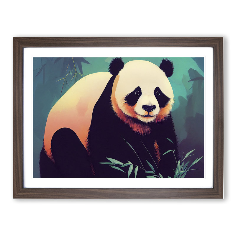 Terrific Panda - Framed Print, 46cm H x 64cm W x 2cm D, Walnut Framed