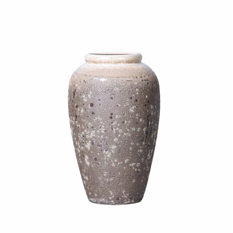 Vase de table en céramique Audhouillard, H 12 po x l 6,5 po x P 6,5 po, Sable gris