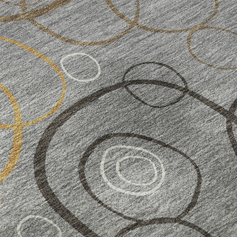 Premium Machine Washable Mayfield AMF2408 Bubbles Rug, Gray, 10' x 14'