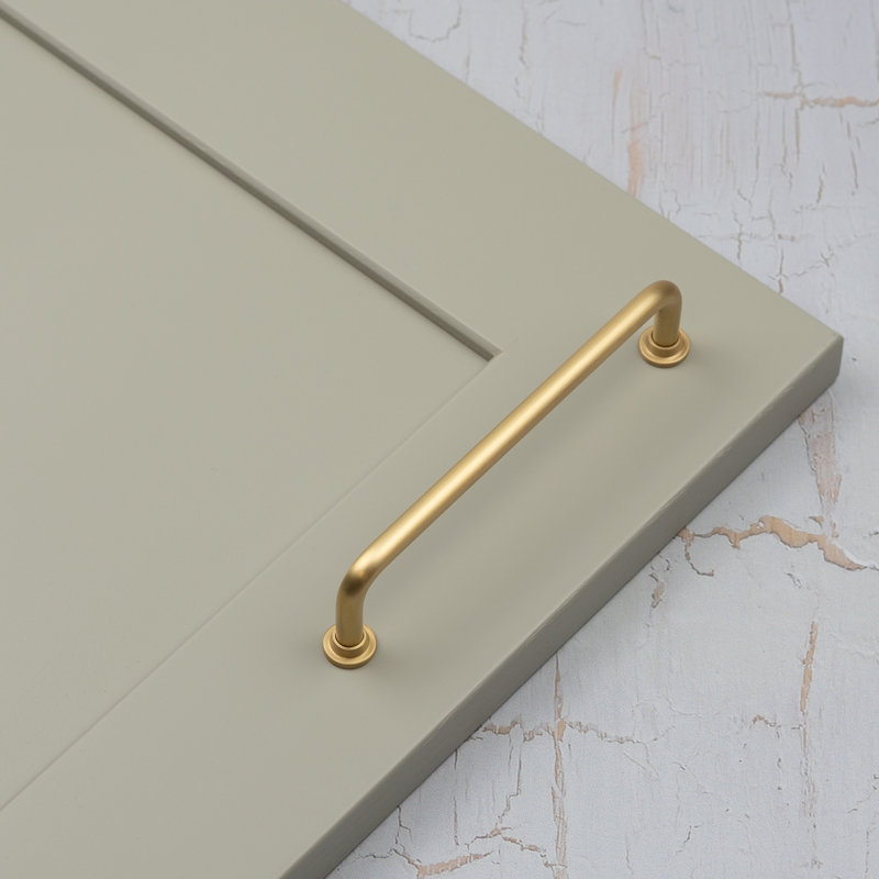 Satin Brass Slim Pipe Handles, 128mm
