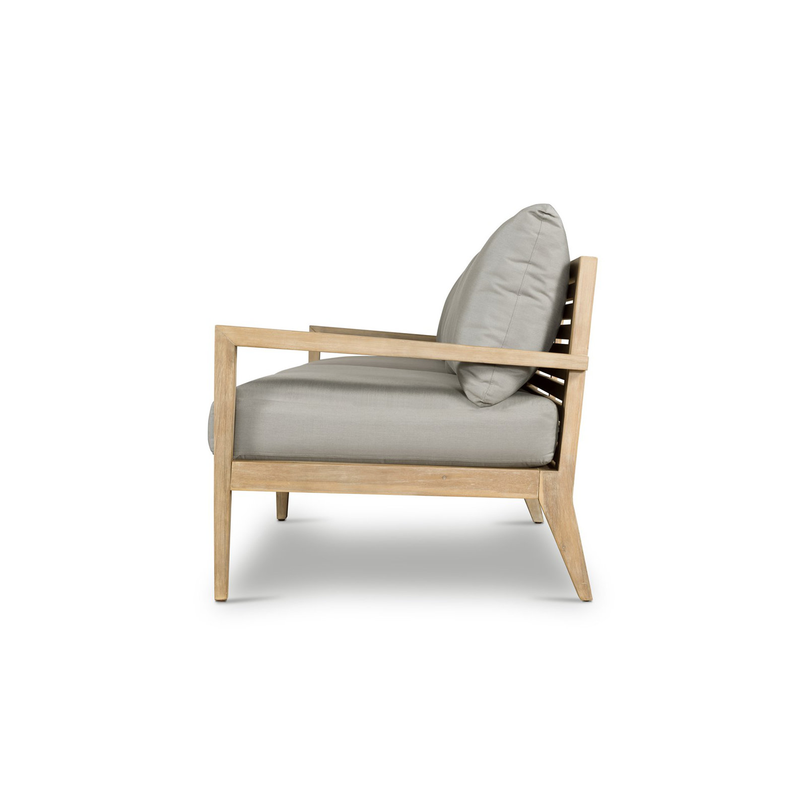 94'' Wide Straight Teak Patio Sofa with Cushions, Royal Taupe, Teak