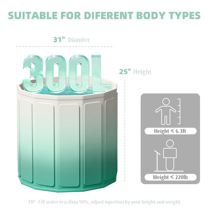 Portable Bathtub, Foldable Large Freestanding 77Gal Hot Ice Bathtub, No Assembly Required
