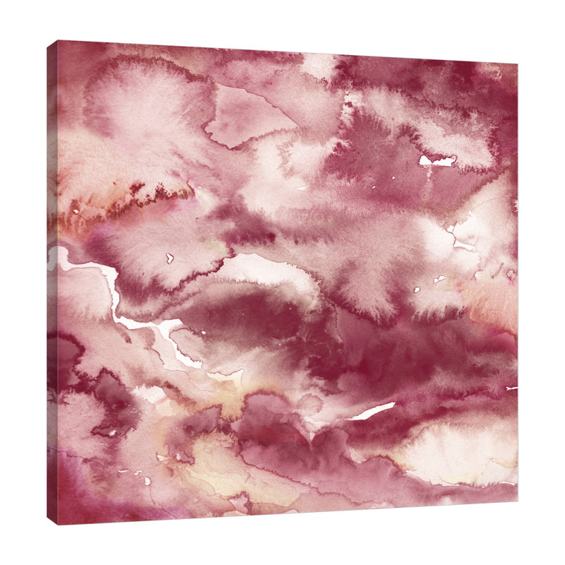 « bourgogne abstract », reproduction de peinture à l’aquarelle sur toile tendue, H 24 po x l 24 po