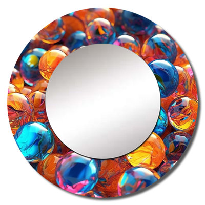 Sauli Mystical Marbles III - Abstract Shapes Decorative Wall Mirror, Modern Mirror, Printed Metal Art