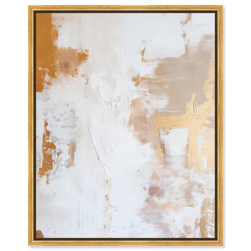 Toile dorée abstraite «Golden Tone» par Art Remedy, H 21 po x l 17 po, Cadre flottant doré
