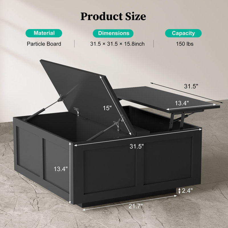 Coffee Table with Storage, Black