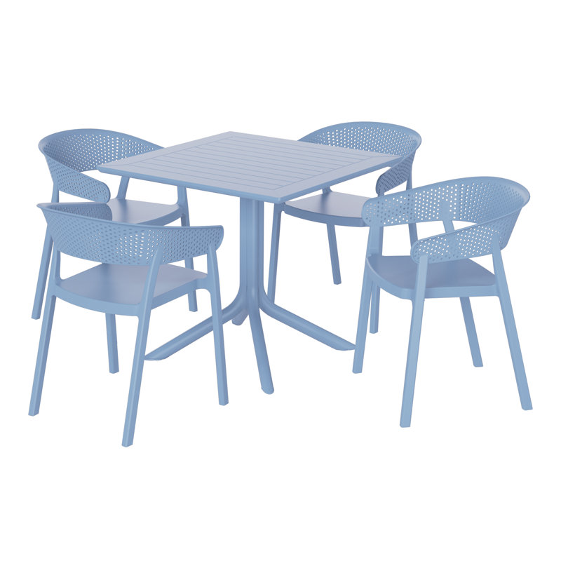 4-Person Outdoor Square Dining Set, Blue