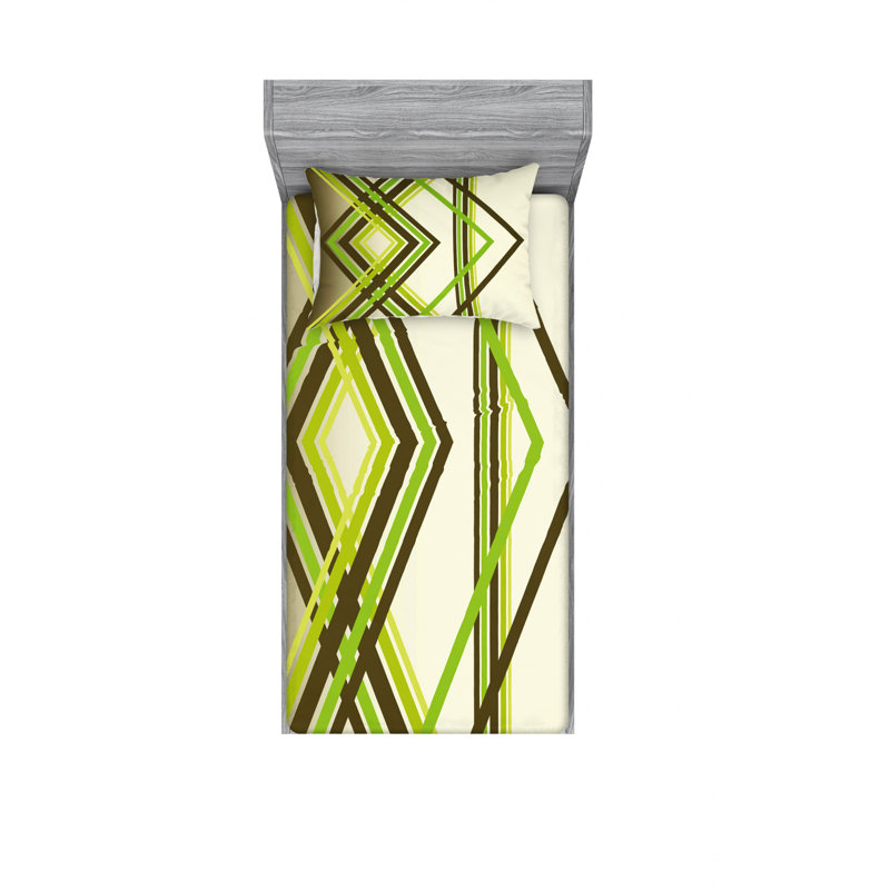 Ensemble de draps à motif de losanges, Ensemble de draps pour lit simple avec drap-housse