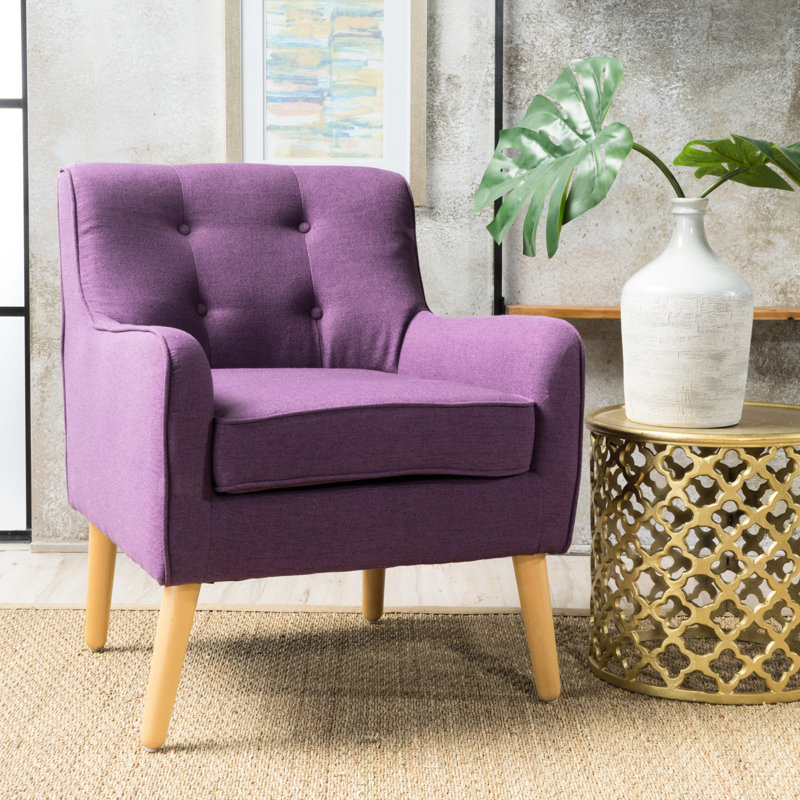 Chaise avec accoudoirs mauve Mid-Century moderne, 100% et pieds en bouleau