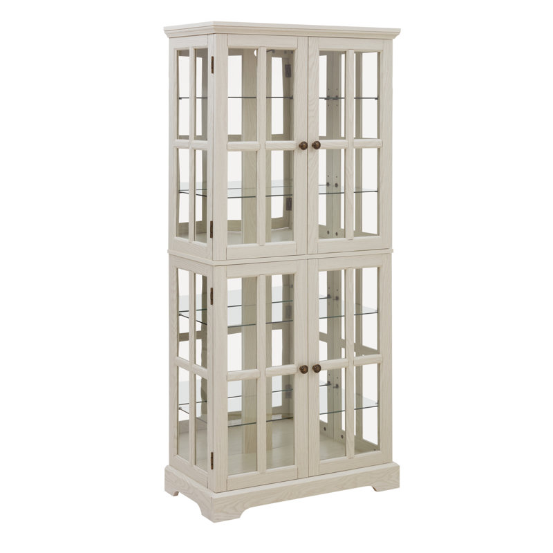 Armoires en porcelaine éclairées, portes en verre en bois aggloméré, rangement de style campagnard pour les repas