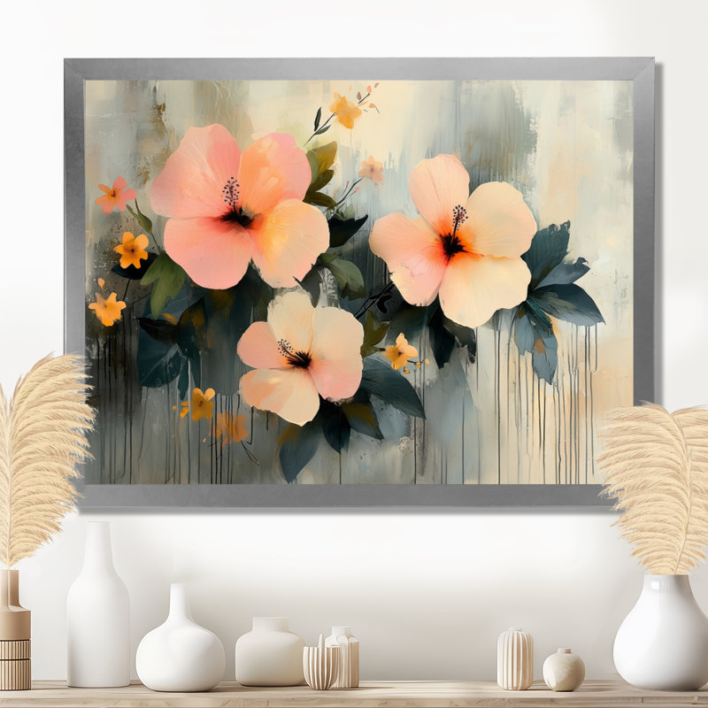 Irmuun Minimalisme, Hibiscus Spring Symphony - Hibiscus Wall Art, Reproduction encadrée d'une seule photo, Argent argent