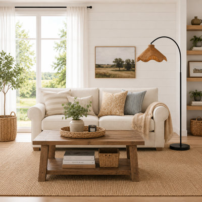 Millerville 70.5" Rattan Arched Floor Lamp
