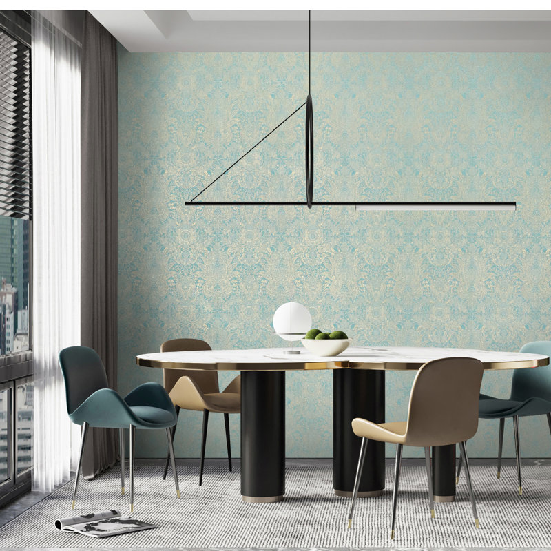 Precious Collection Glitter Brocade Damask Wallpaper Roll, Teal